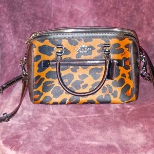 Rowan satchel bag with leopard print